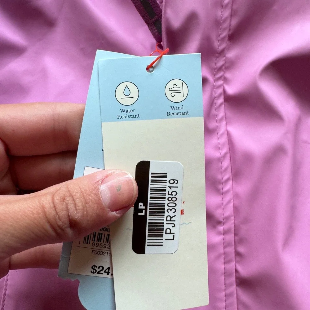 Cat & Jack Girls Pink Hooded Rain Jacket Water Resistant Reflective 5T NEW